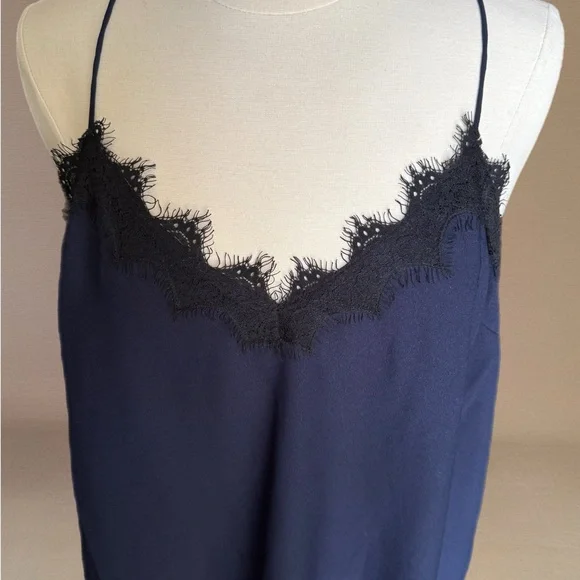Hey You Navy Blue Lace Trim Y2K Cami Top - Size XL - Picture 4 of 7